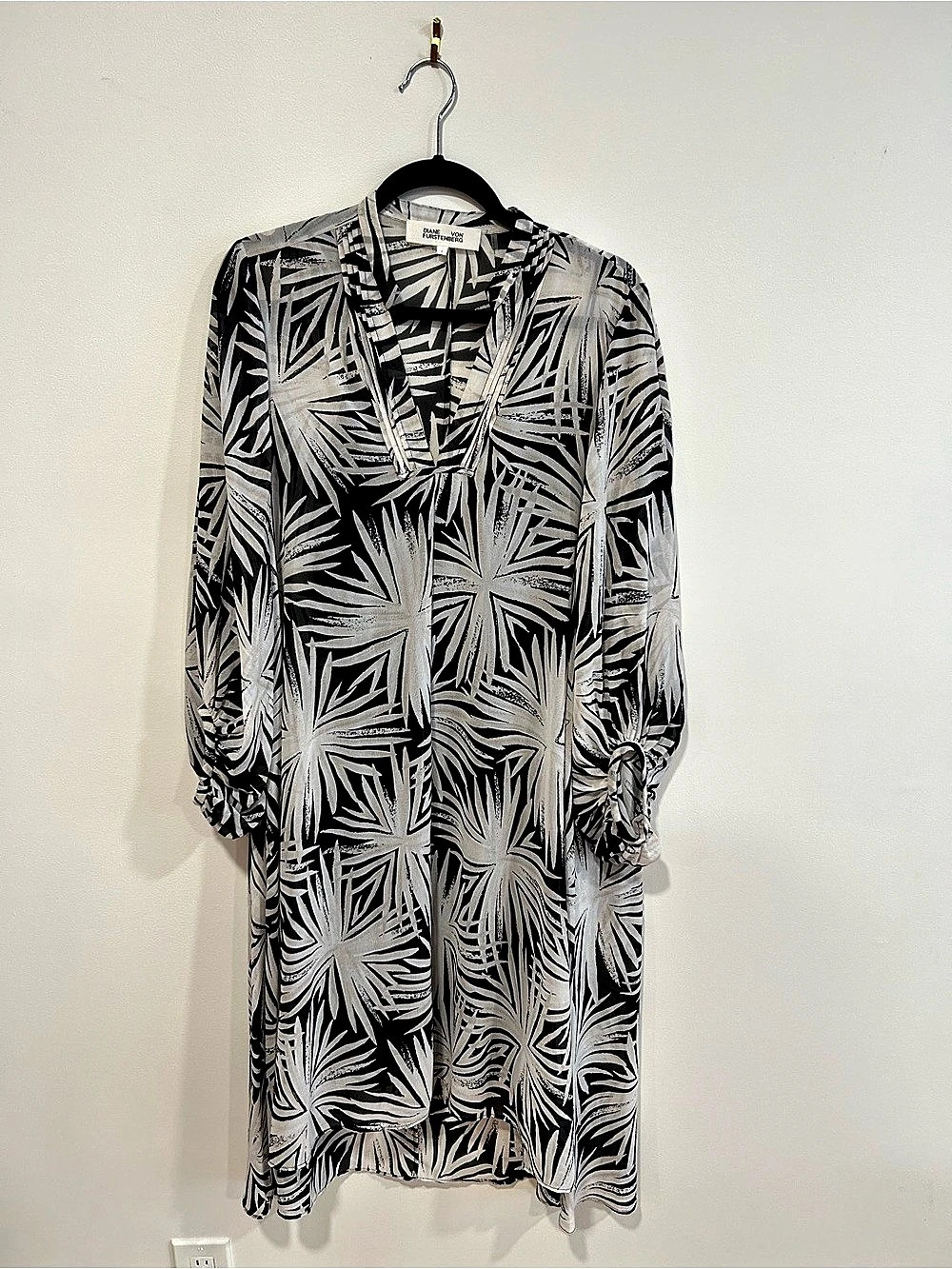 Diane von Furstenberg Abstract Print Midi Dress Black & White Like New